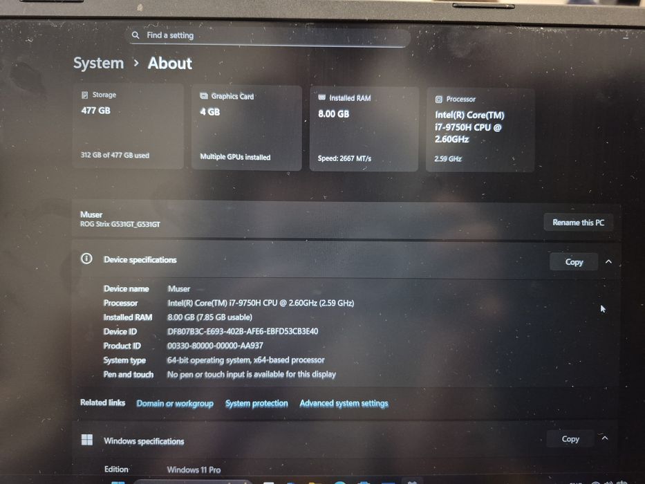 Gaming laptop asus rog strix G