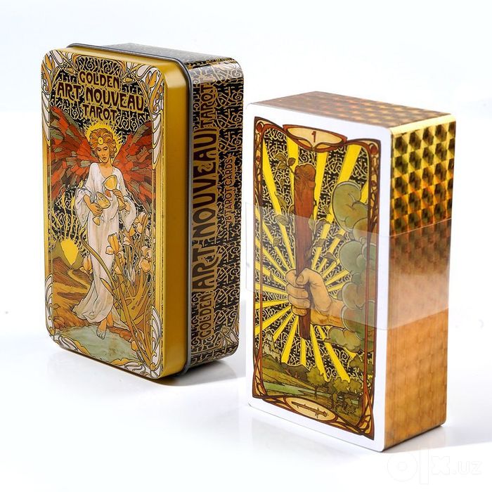 Золотое Таро Арт-Нуво (Golden Art Nouveau Tarot) в жестяном боксе 6*10