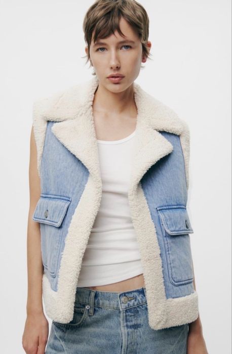 Дънков елек с каракул Zara