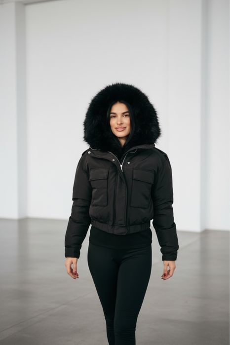 Уникално зимно яке с пухена яка три цвята