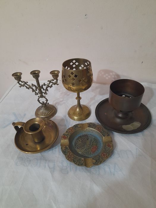Винтиж свещници и пепелник
