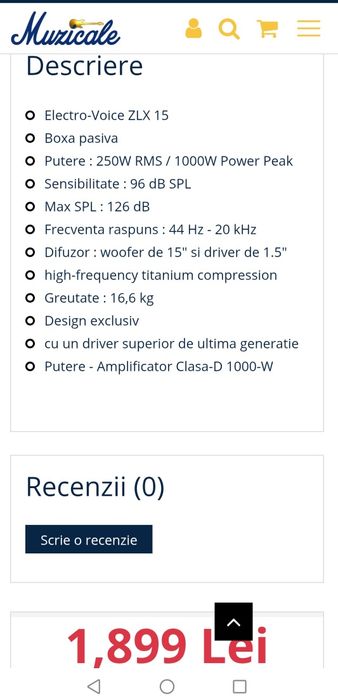 Boxe Electrovoice ZLX15 - pasive, noi