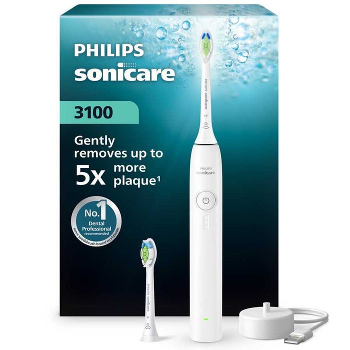 Periuta de dinti elctrica Philips Sonicare 3100 alba + 2 reserve HX4032/21