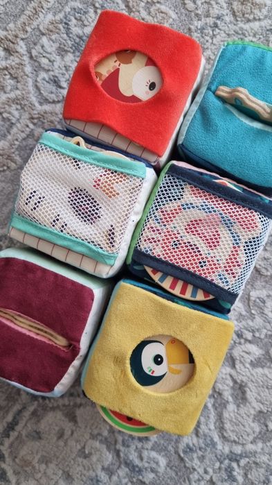 Set cuburi material textil Lilliputiens - fermă și junglă
