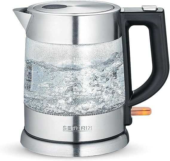 Severin WK 3468 Кана за вода със стъкло, 2200W, 1L, прозрачна/черна