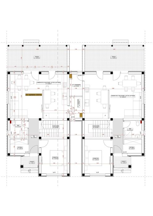 Duplex cu 4 camere despartit prin camera tehnica in Mosnita Noua