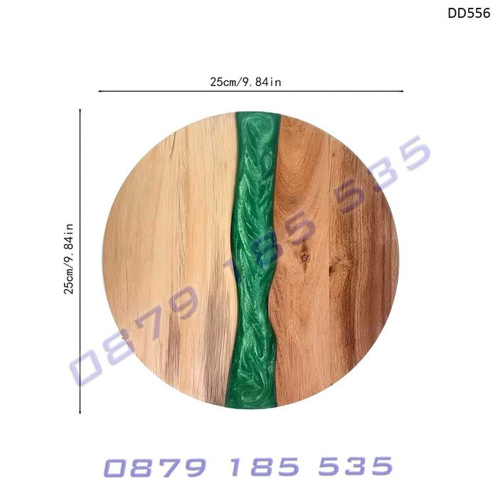 Кръгла кухненска дъска цветна епоксидна смола акациево дърво рязане