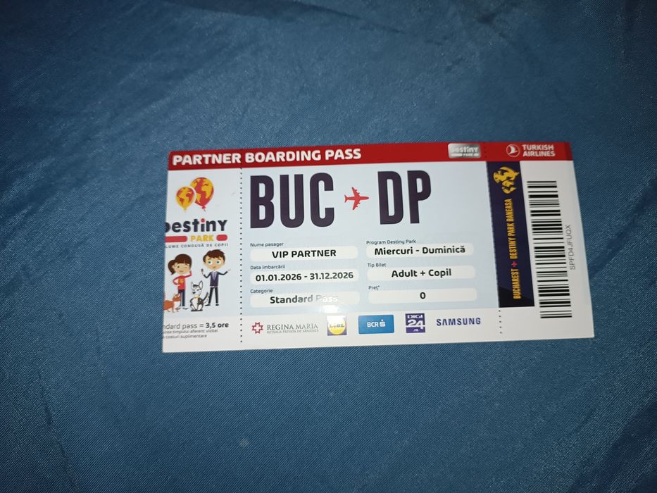 Bilet Destiny Park Partner Boarding Pass