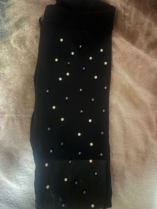 Дамски клин с кожа и перли