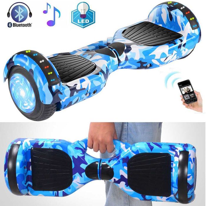 Hoverboard 6,5 inch Camouflage Blue, cu Bluetooth, cu maner