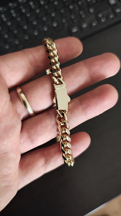 Lant Cuban masiv – argint 925 placat aur 14K, 63.5g, 50cm – finisaj premium