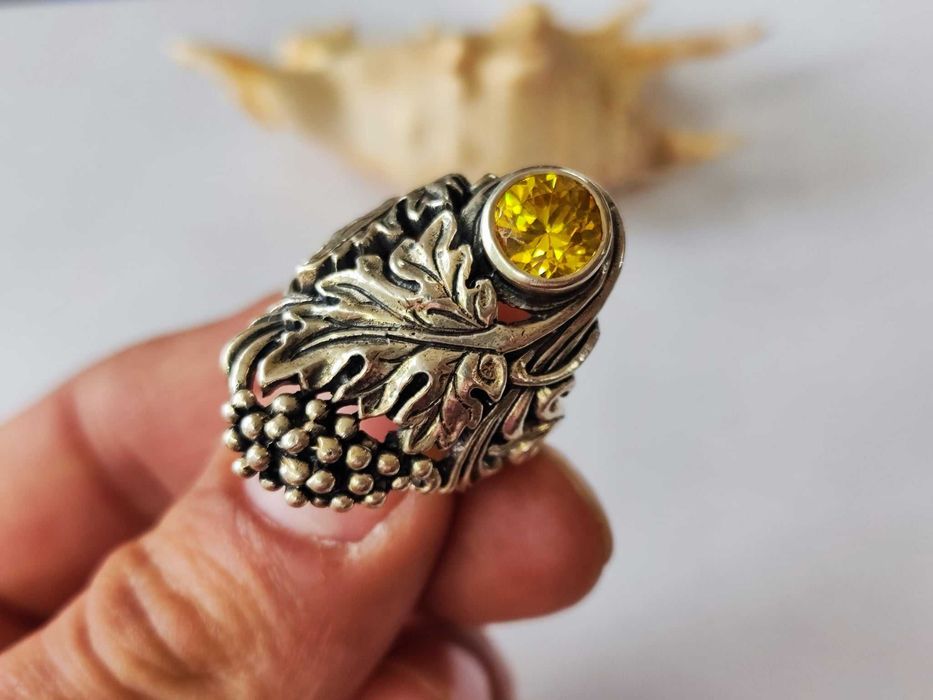 Сребърен пръстен с цитрин 925