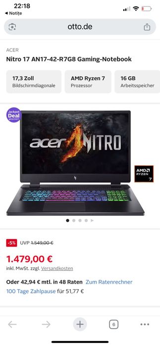 Laptop Acer Nitro 17