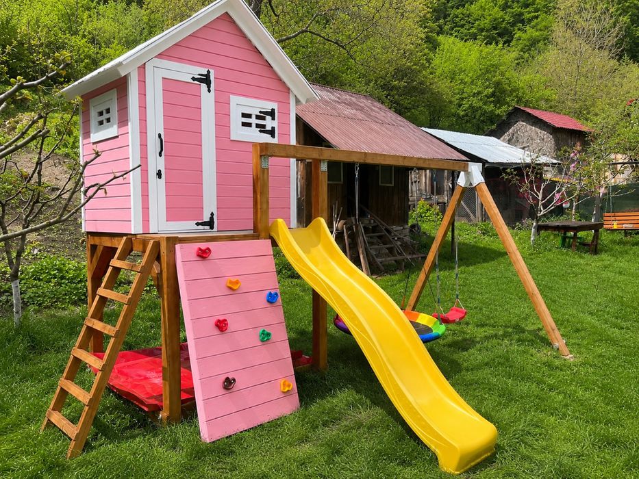 Locuri de joacă premium din lemn - complex de joacă pentru copii - leagăne - mobilier de grădină
