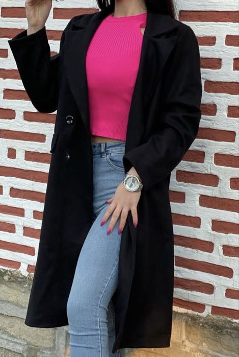 Черно дамско палто