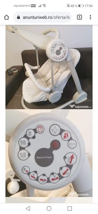 Vând leagăn  balansoar Mamas și Papas