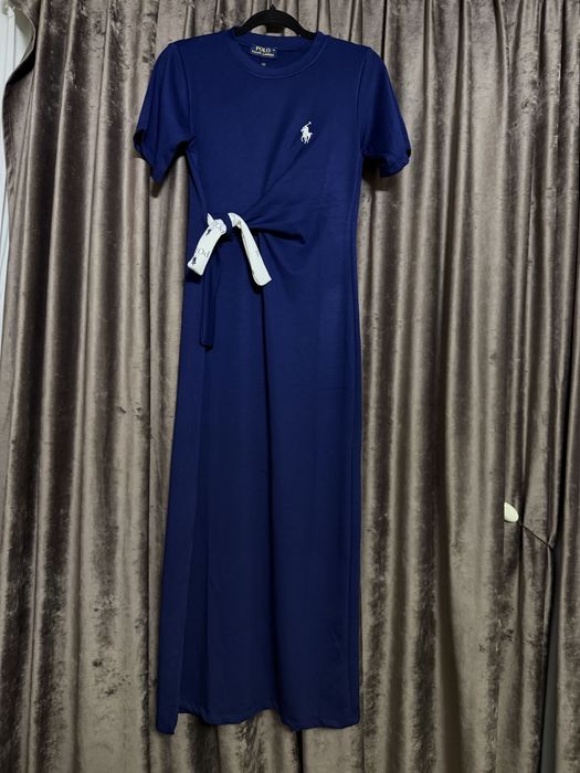 Rochie lungă Polo Ralph Lauren Bleumarin Detaliu în talie S M L XL 2XL