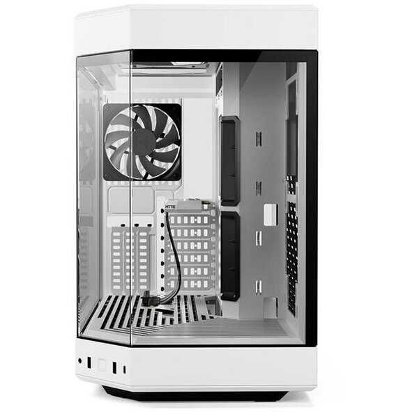 Carcasa HYTE Y60, Premium ATX, 3 elemente sticla securizata, dual-chamber, riser PCIe inclus, Alb