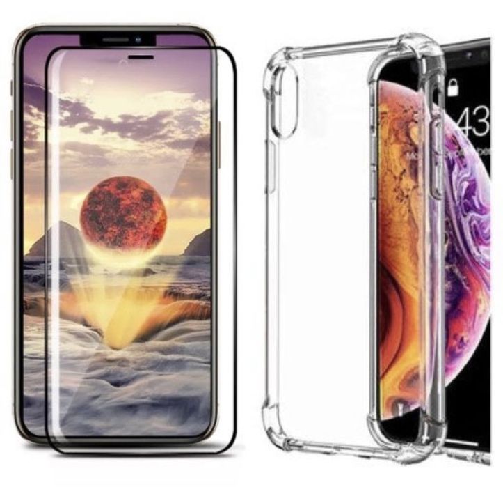 Husa Silicon Guard Case si Folie Sticla Curbata Iphone X XR XS MAX