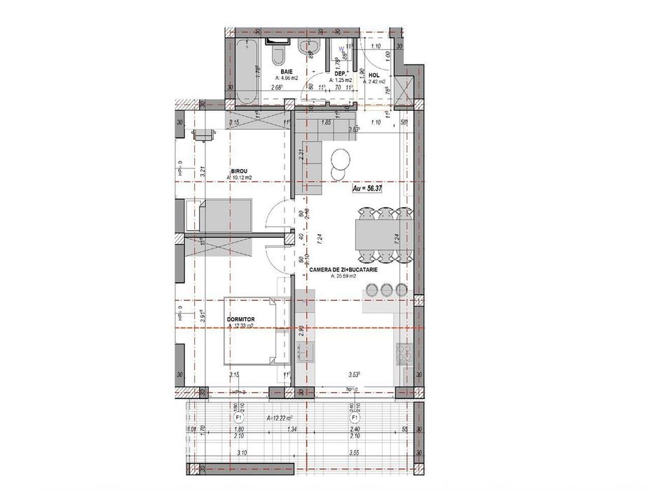 Ap. 3 camere, aer conditionat, 2 terase  - constructie noua