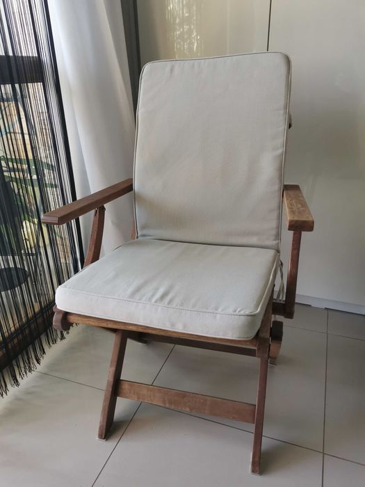 Scaune terasă pliable din lemn și perne-4 bucăți