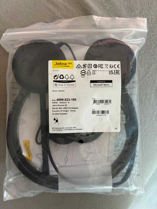Слушалки Jabra Evolve 20 Stereo MS – USB-C/USB-A, нови