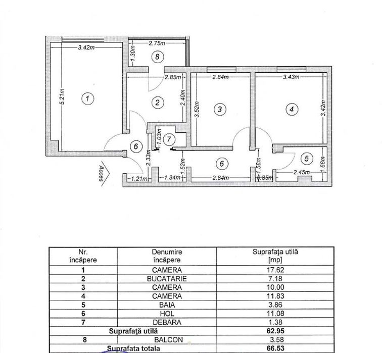 Apartament 3 camere de vânzare în Mangalia, Rozelor, 200 m de plajă