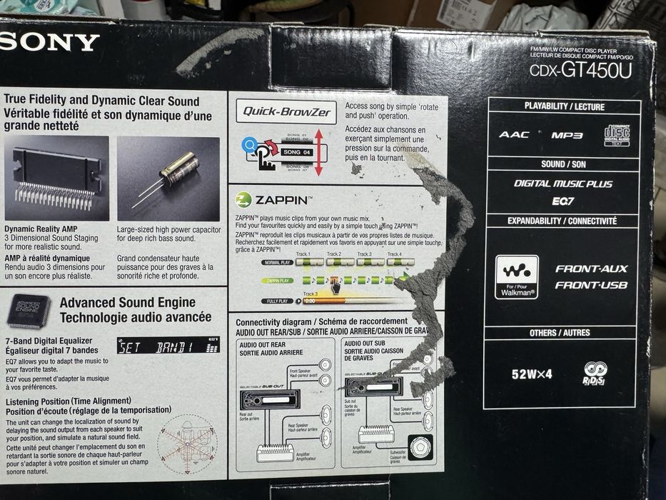 Casetofon / CD / USB player auto Sony xPlod CDX-GT450U stare foarte bună, 52W X 4 canale