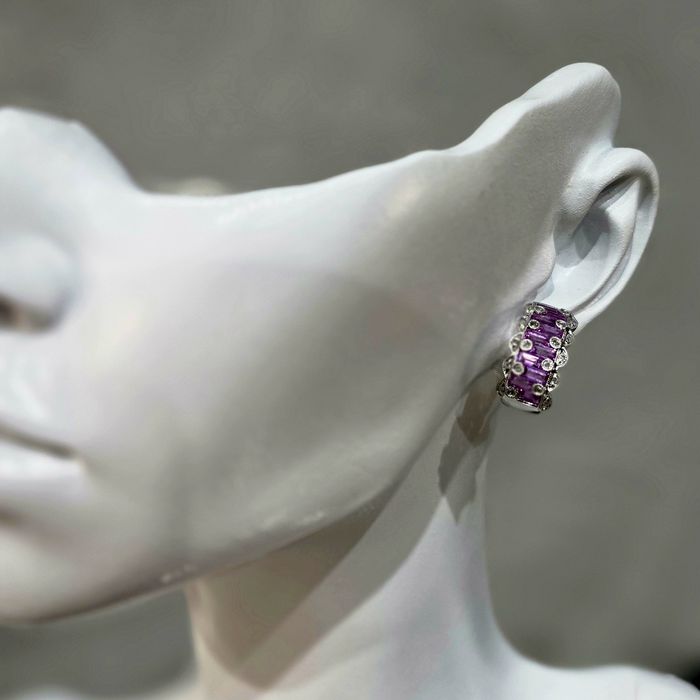 Серьги с розовыми сапфирами и бриллиантами