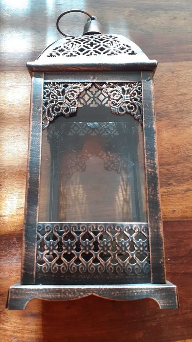 фенер метален за свещ кандило или други, състарено злато