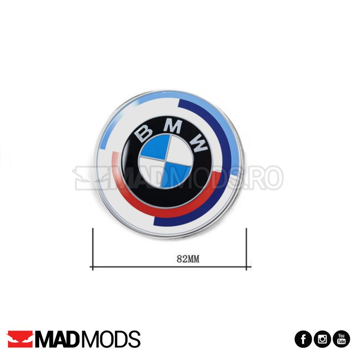 Embleme aniversare BMW 82 / 74 / 45mm capota portbagaj seria 1 2 3 4 5 6 7 8 i X M