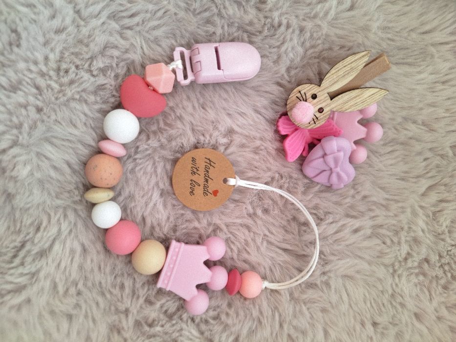 Lănțișor pentru suzeta din margele de silicon