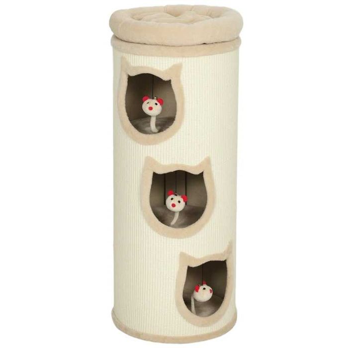 PawHut Котешка драскалка за котки, 96 см, 4-етажна котешка кула с миещо се легло