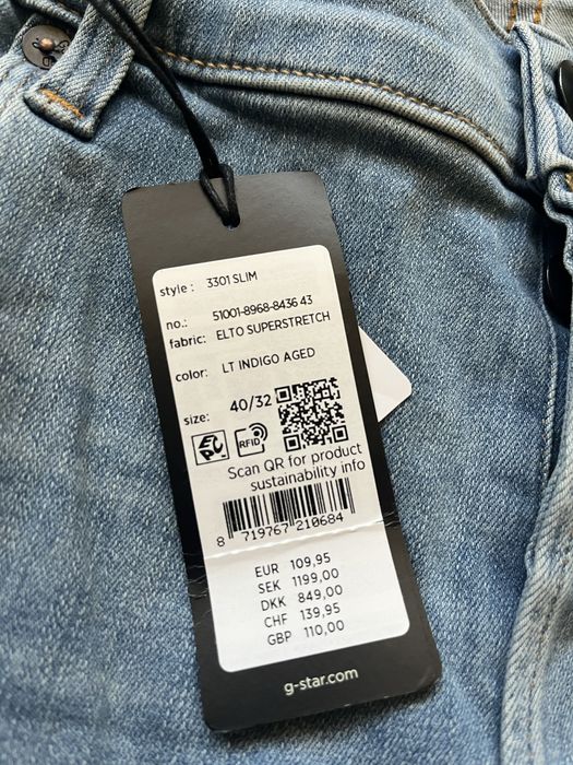 G Star RAW : 3301 Slim  - Нови размер 38-40 / Оригинал