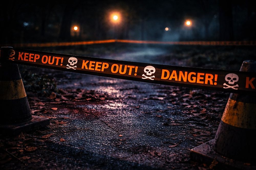Лента сигнальная «DANGER! KEEP OUT!» 6 метров.