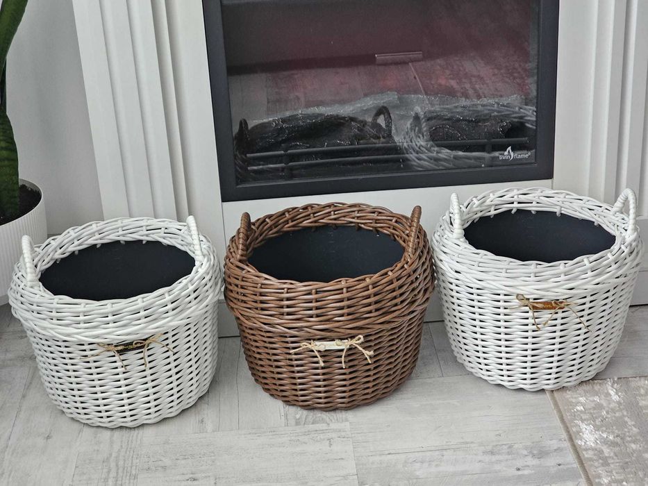 Ghiveci împletit din ratan sintetic cu maner, Handmade, volum 12 L