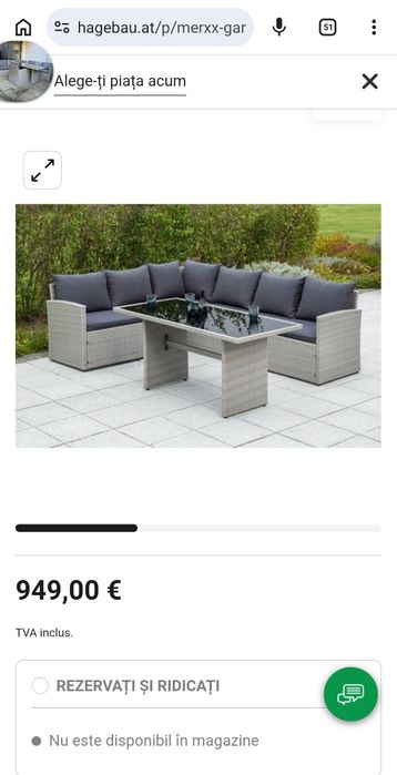 Set mobilier terasa poliratan coltar masa fotoliu 8 locuri