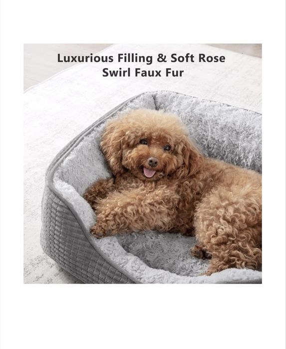 Pat ortopedic lavabil JOEJOY pentru câini și pisici mici, gri, 51x48