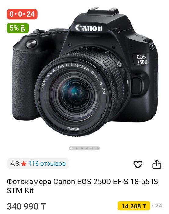 Фотокамера Canon eos 250d EF-S 18-55 IS STM Kit