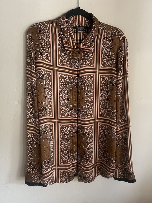 Maison scotch риза в кафяво и розово