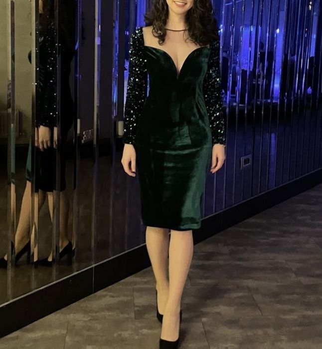 Rochie catifea verde