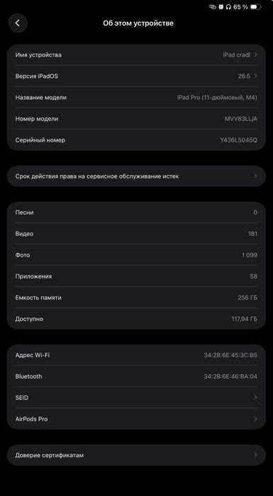 iPad Pro M4. 11” 256 GB wireless