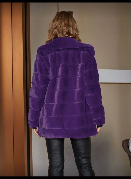Пухено лилаво палто + Подарък