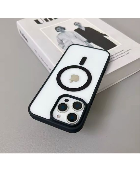 Iphone 15/16E/PRO/MAX/PLUS - Husa Magsafe Clear Back Margine Colorata