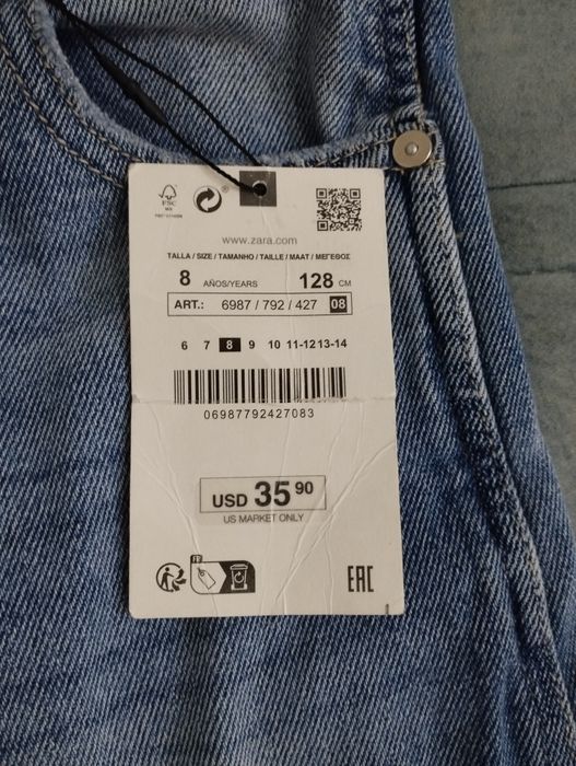 Джинсовые брючки от ZARA оригинал