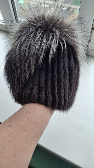 Шапка норковая вязаная