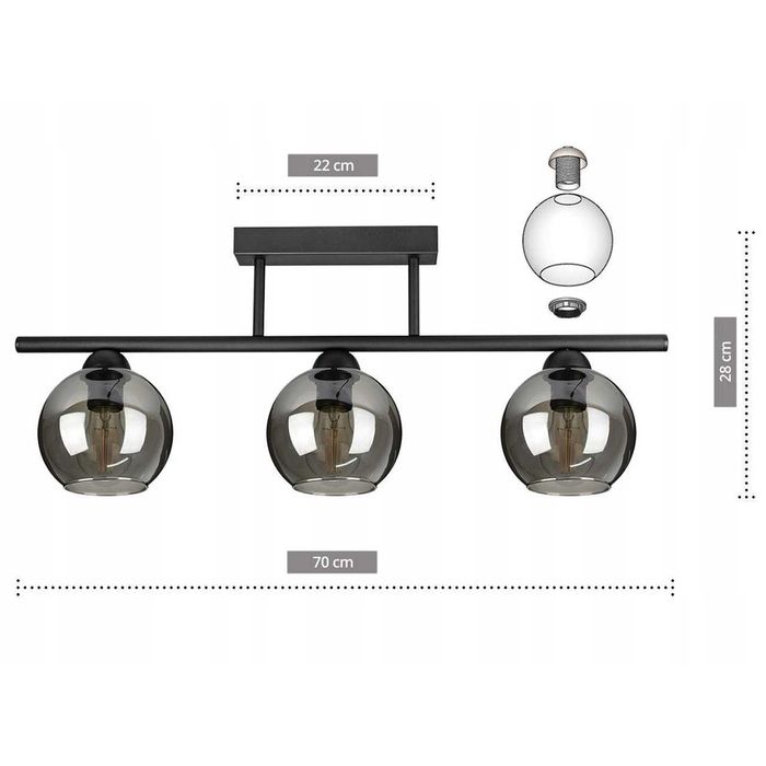 LEDO-343 лампа за таван 3xE27 алуминий с огледален ефект - 830-D3