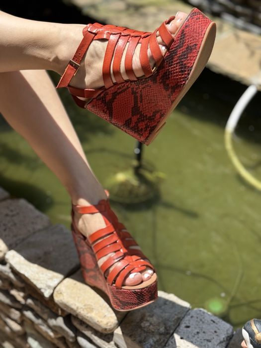 Sandale platforma piele