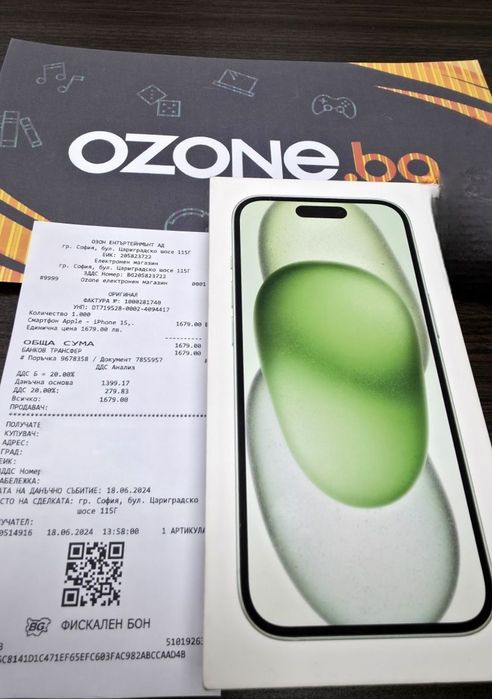 *** 128GB iPhone 15 Ozone Гаранция 2026г. Green / Зелен