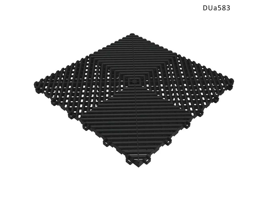 Pardoseală garaj modulară PVC – gresie pătrată neagră